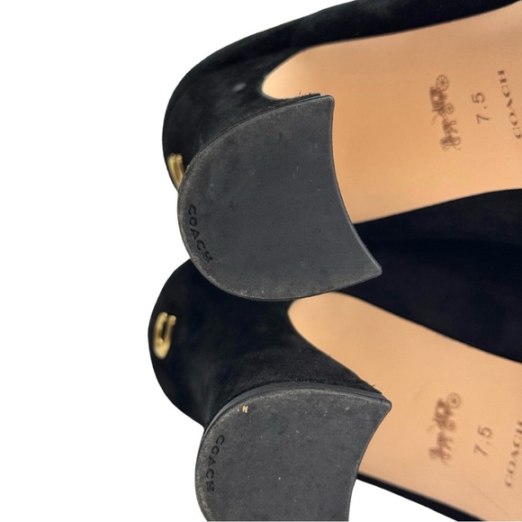 Coach Cece Black Suede Tall Boot in Box Womens 7.5 Pull-On Knee High Logo - Picture 8 of 9